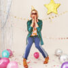 Парти шапки със златен цвят и бял надпис 18th Birthday!,( 6 бр./опаковка )