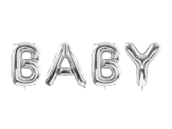 Красив Фолиев Балон Baby, Сребърен - 262 x 86 см