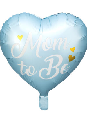 Фолиев балон сърце с надпис " Mom to Be ", 45cm, Син