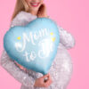 Фолиев балон сърце с надпис " Mom to Be ", 45cm, Син