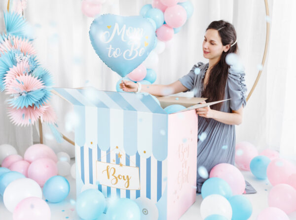 Фолиев балон сърце с надпис " Mom to Be ", 45cm, Син