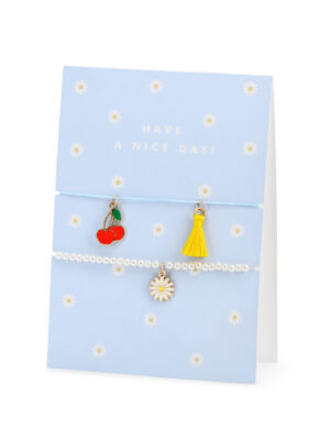 Поздравителна Картичка с Цветя и 2 гривни "Have a nice day!"