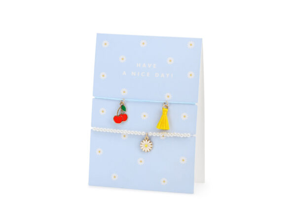 Поздравителна Картичка с Цветя и 2 гривни "Have a nice day!"