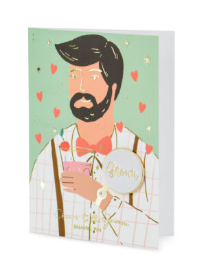 Картичка с емайлова значка Кум , 10.5x15 см