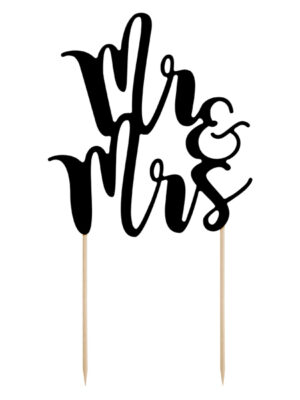 Декорация за Торта в Черно "Mr & Mrs" 25.5 см