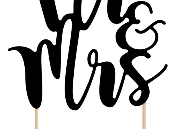 Декорация за Торта в Черно "Mr & Mrs" 25.5 см