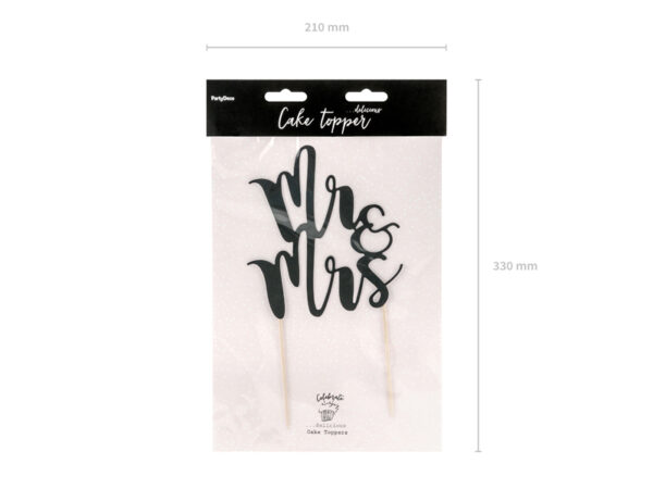 Декорация за Торта в Черно "Mr & Mrs" 25.5 см