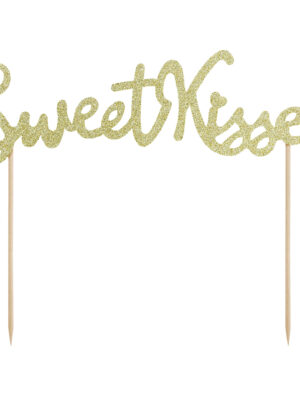 Стилна Декорация за Торта в Златисто “Sweet kisses”