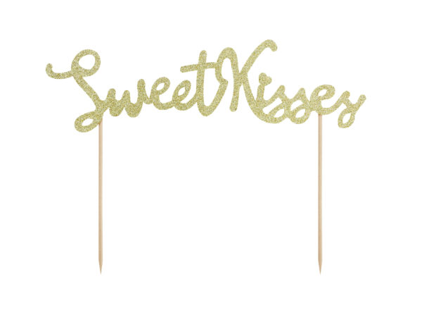 Стилна Декорация за Торта в Златисто “Sweet kisses”