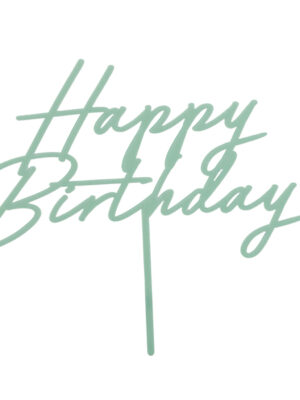 Украса за торта "Happy Birthday", зелен 18 х 16.5 см