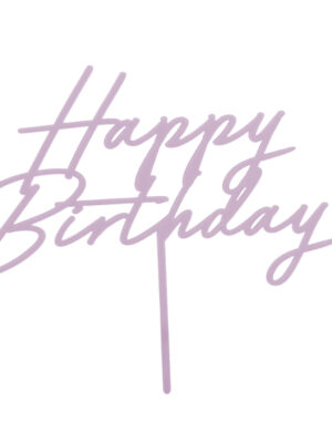 Украса за торта "Happy Birthday", лилав 18 х 16.5 см