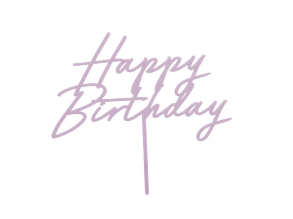 Украса за торта "Happy Birthday", лилав 18 х 16.5 см