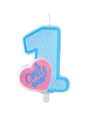 Свещ за Торта в Небесно Синьо "Only One" 8 см