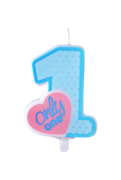 Свещ за Торта в Небесно Синьо "Only One" 8 см