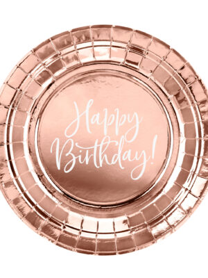 Чинийки ' Честит Рожден Ден! ' Розово злато, 18 см