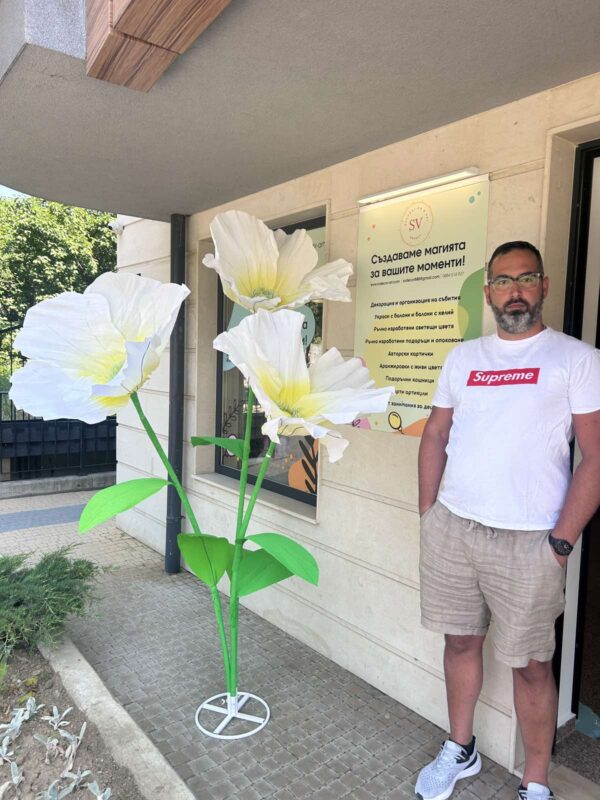 Ръчно изработени гигантски цветя от креп хартия ( изработваме ги по поръчка) цената е за 3 те бройки на обща стойка